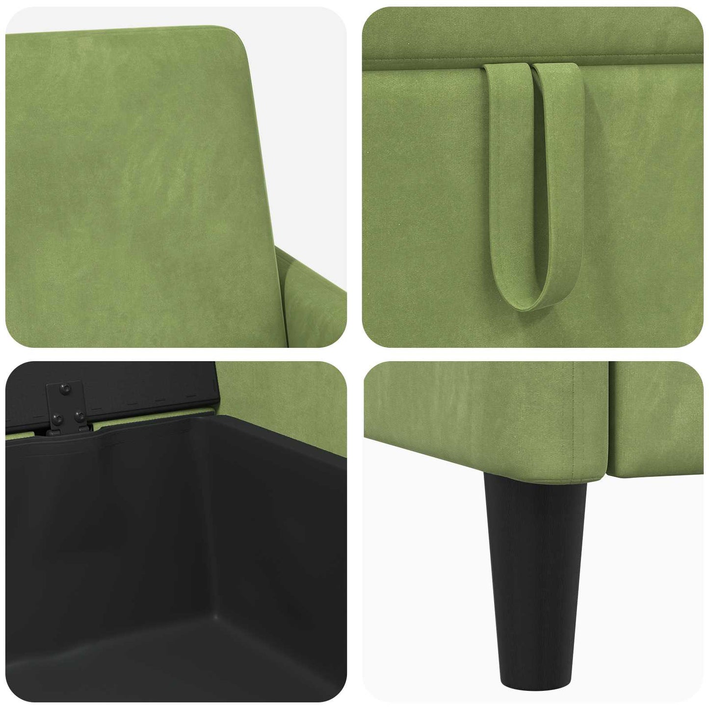 Set di Divani con Storage 2 pz Verde chiaro Poliestere