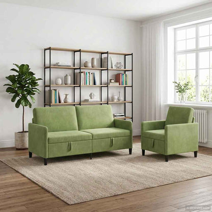 Set di Divani con Storage 2 pz Verde chiaro Poliestere | homemem39