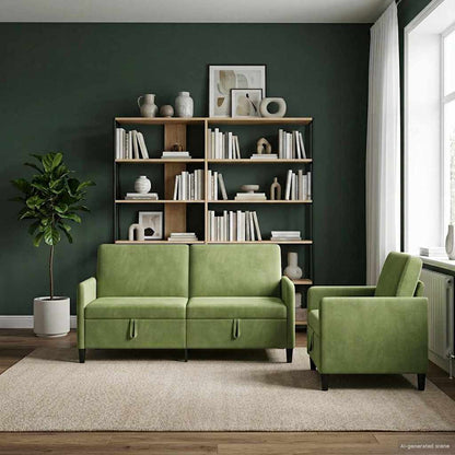 Set di Divani con Storage 2 pz Verde chiaro Poliestere | homemem39