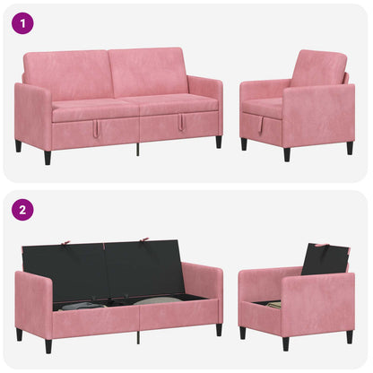 Set di Divani con Storage 2 pz Rosa Poliestere