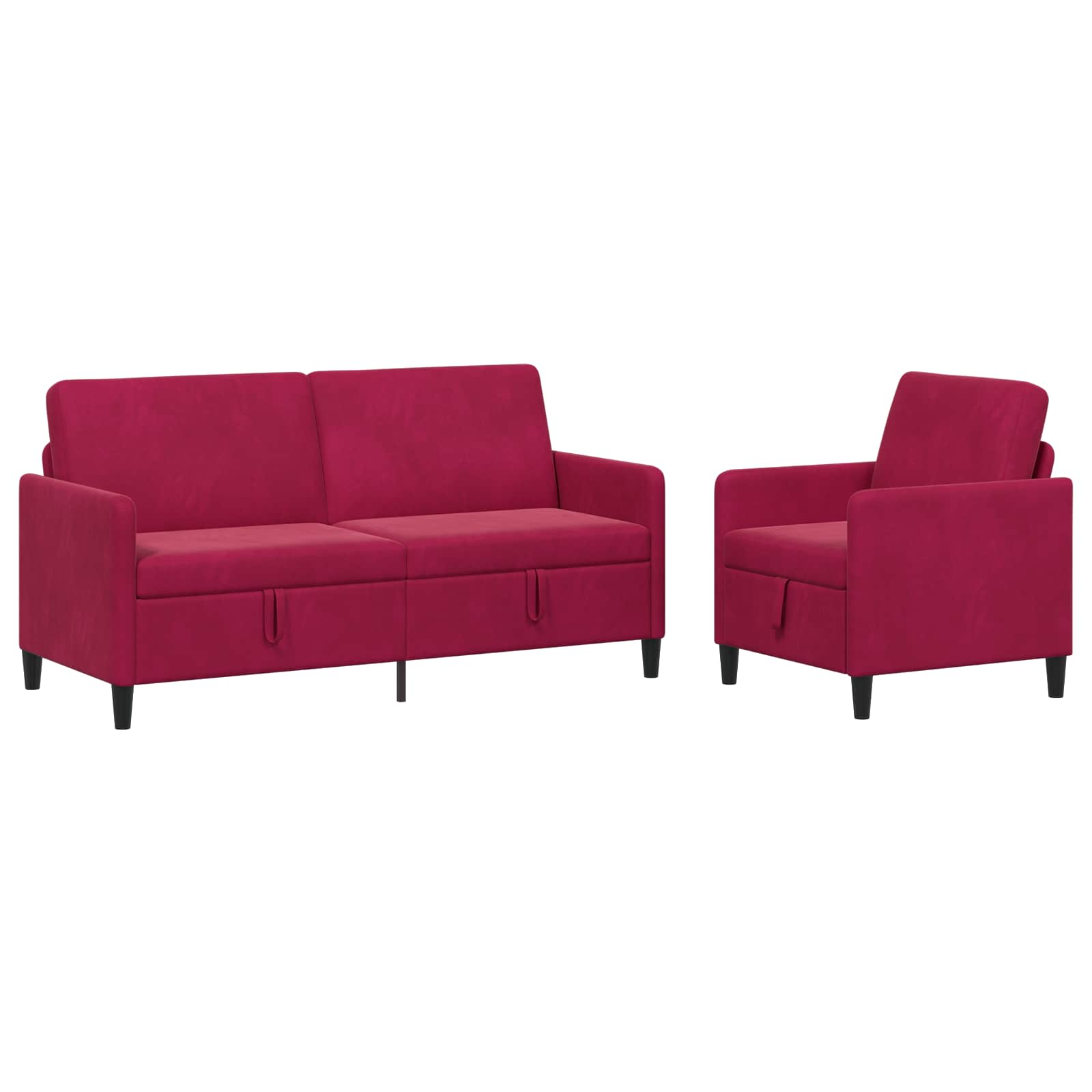 Set di Divani con Storage 2 pz Rosso Vino Poliestere | homemem39