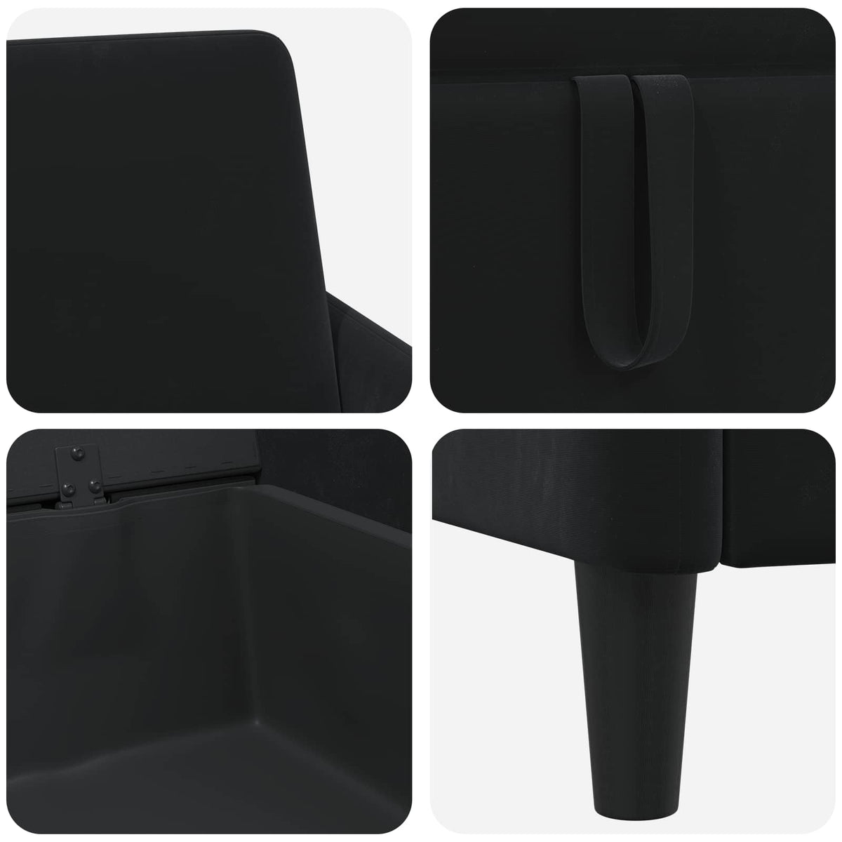 Set di Divani con Storage 2 pz Nero Poliestere