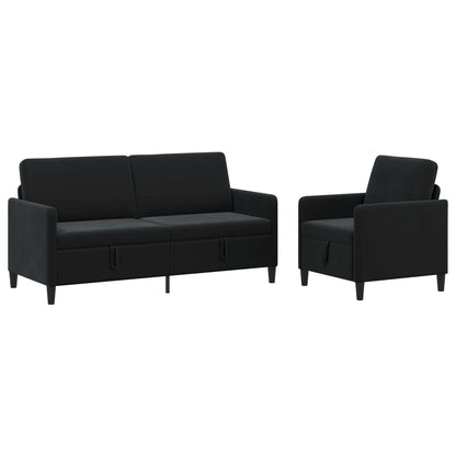 Set di Divani con Storage 2 pz Nero Poliestere
