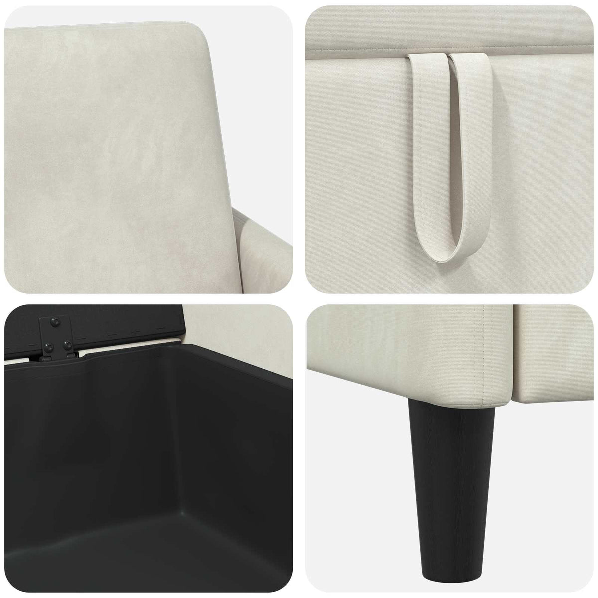 Set di Divani con Storage 2 pz Crema Poliestere