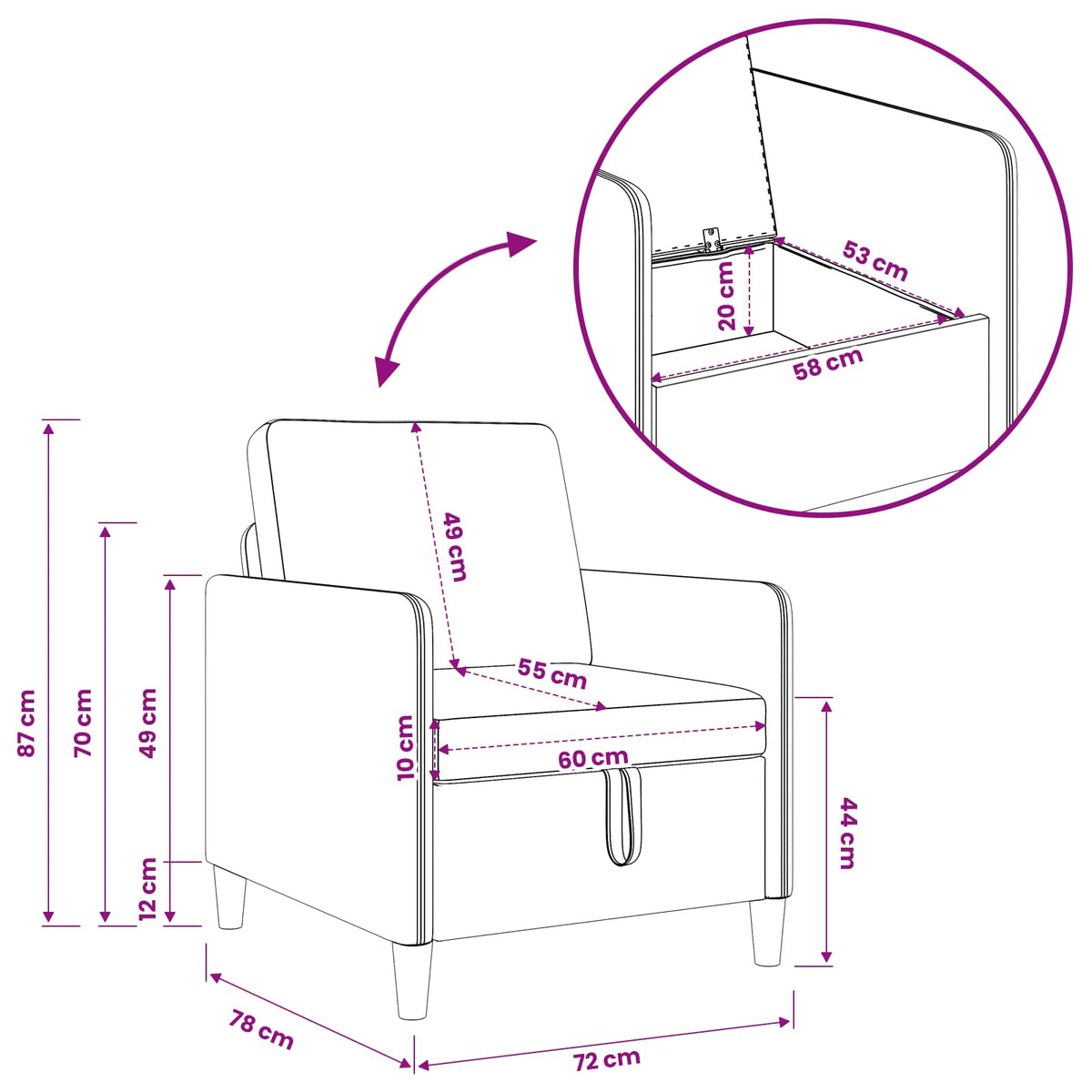 Set di Divani con Storage 2 pz Crema Poliestere