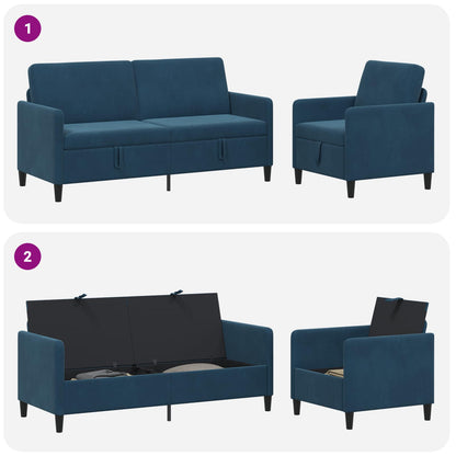 Set di Divani con Storage 2 pz Blu Poliestere | homemem39