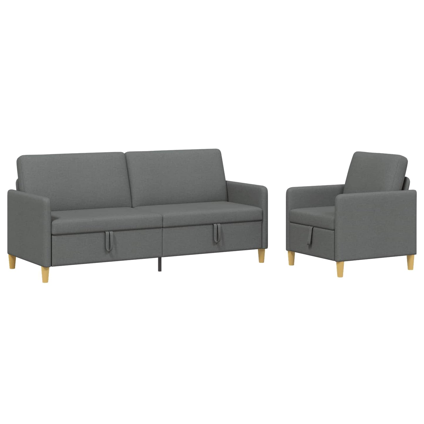 Set di Divani con Storage 2 pcs Grigio Scuro Poliestere | homemem39