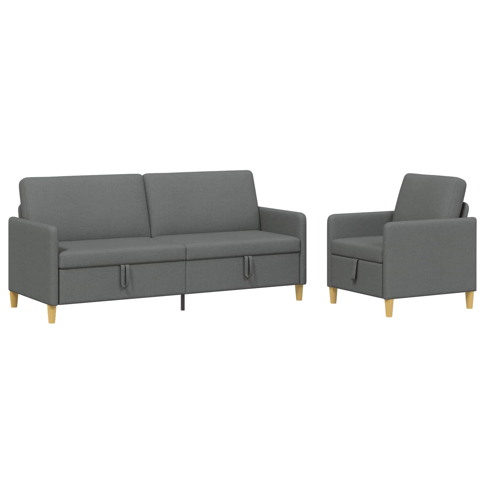 Set di Divani con Storage 2 pcs Grigio Scuro Poliestere | homemem39