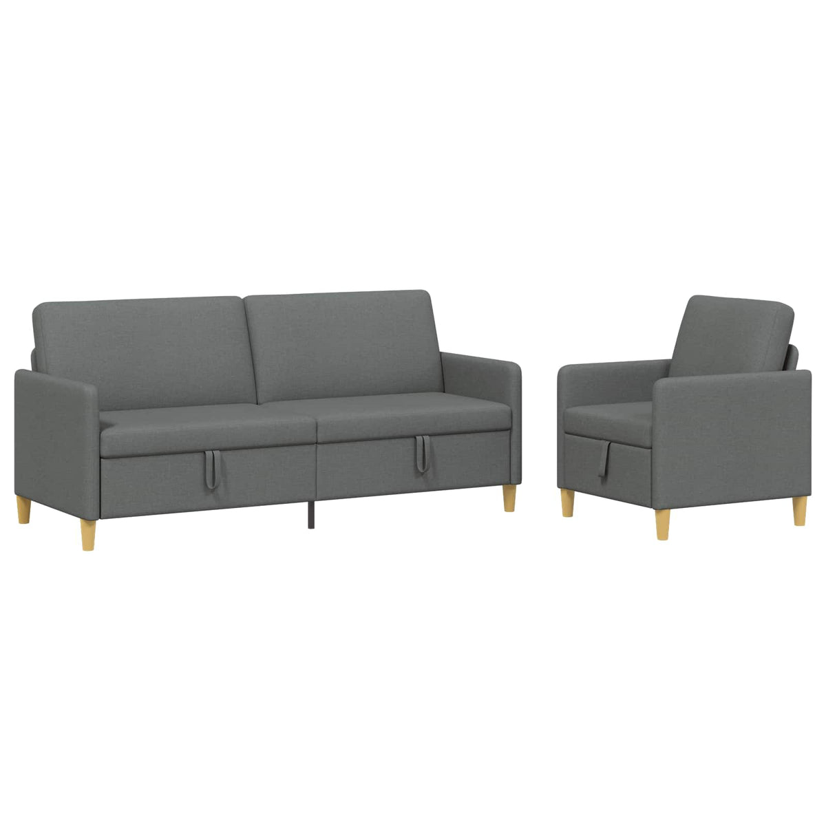 Set di Divani con Storage 2 pz Grigio Scuro Poliestere