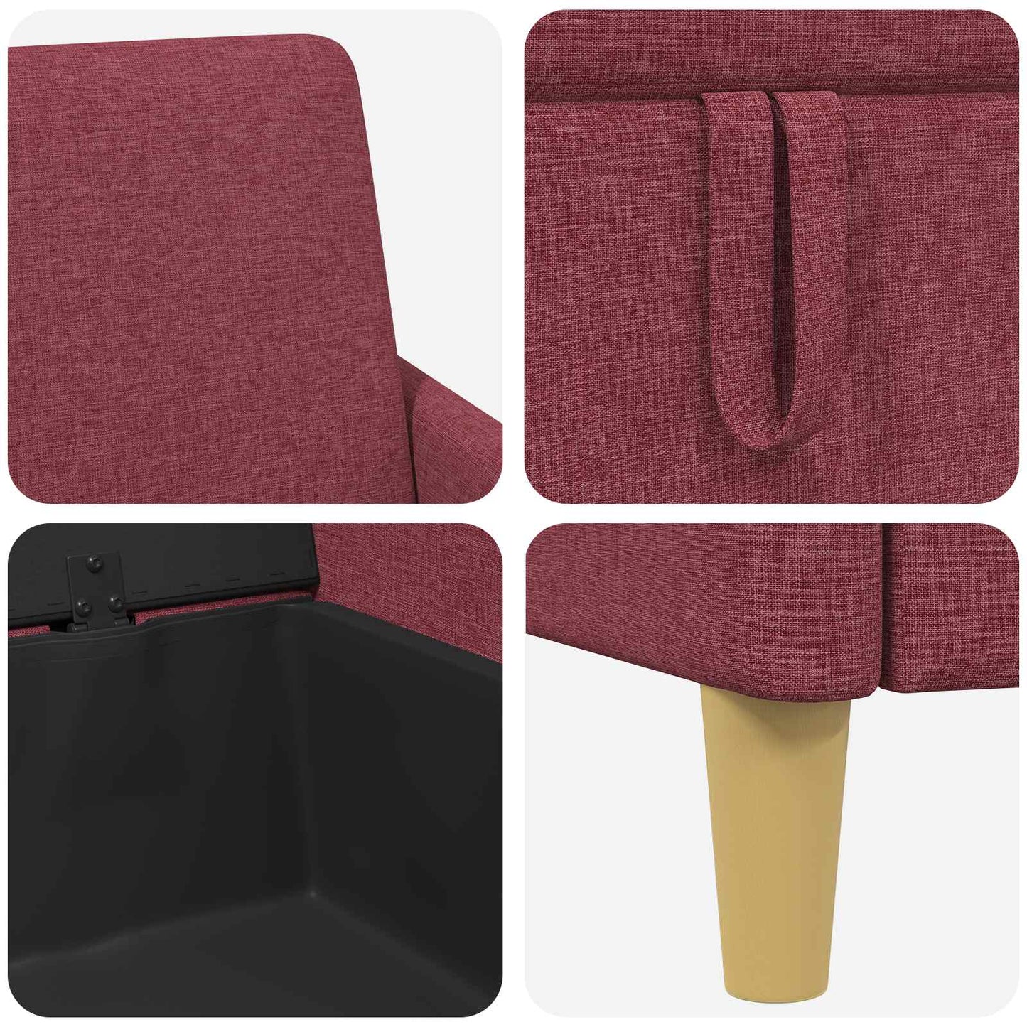 Set di Divani con Storage 2 pz Rosso Vino Poliestere