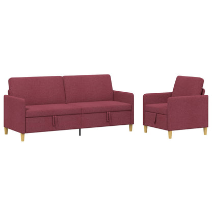 Set di Divani con Storage 2 pz Rosso Vino Poliestere