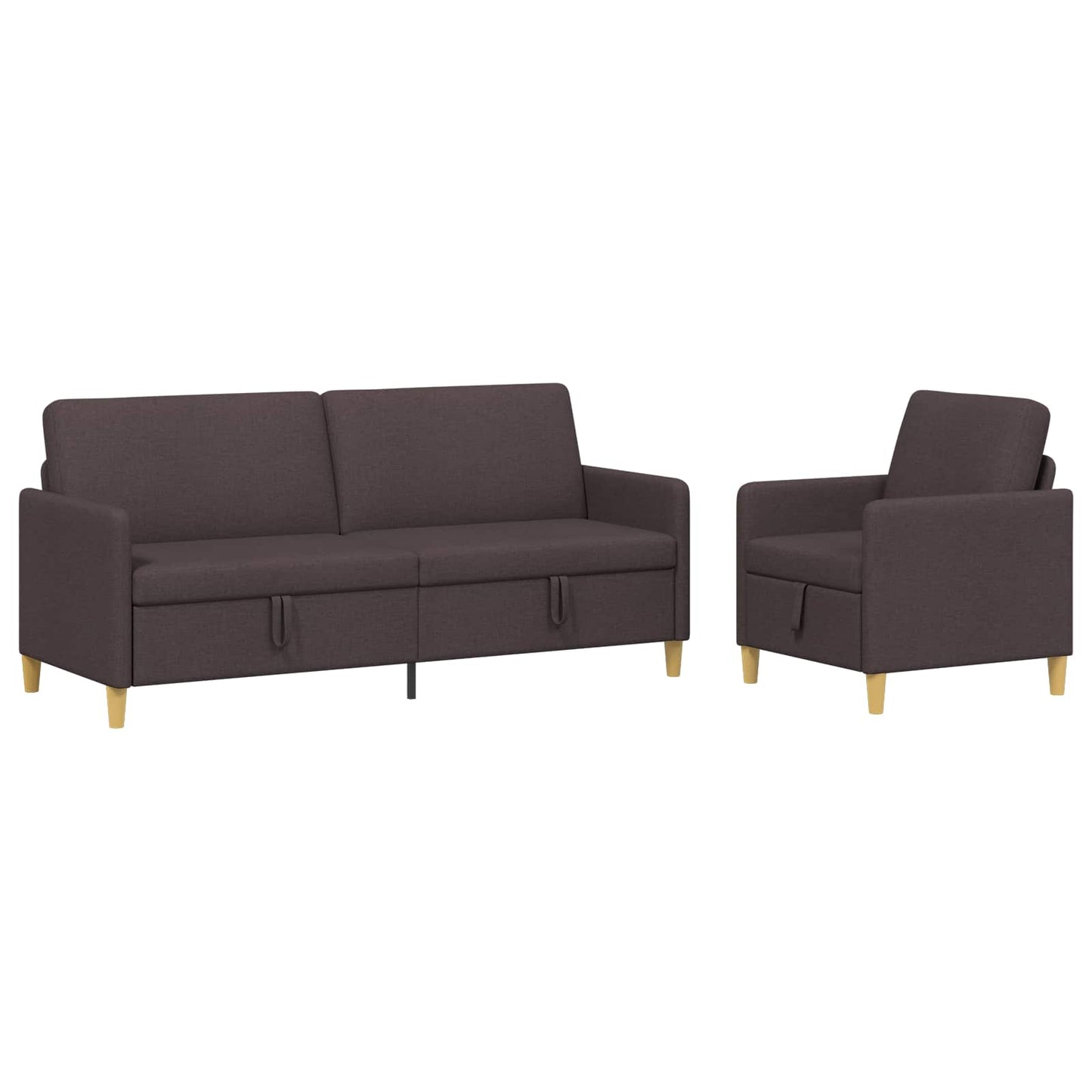 Set di Divani con Storage 2 pcs Marrone Scuro Poliestere | homemem39