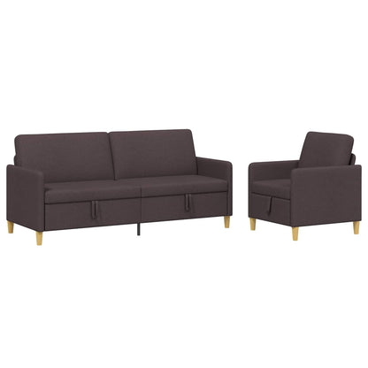 Set di Divani con Storage 2 pz Marrone Scuro Poliestere