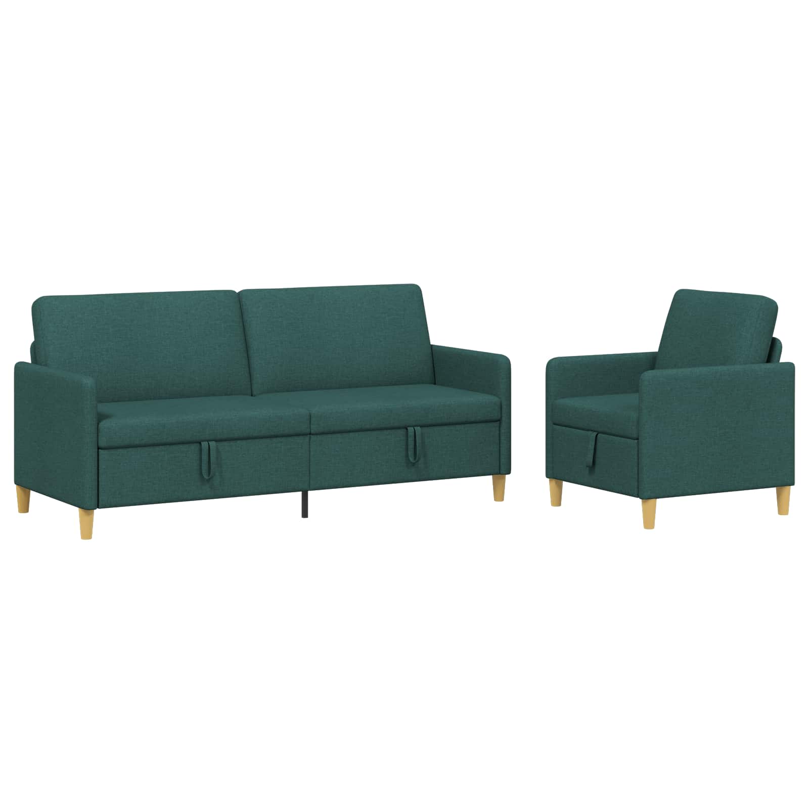 Set di Divani con Storage 2 pcs Verde Scuro Poliestere | homemem39