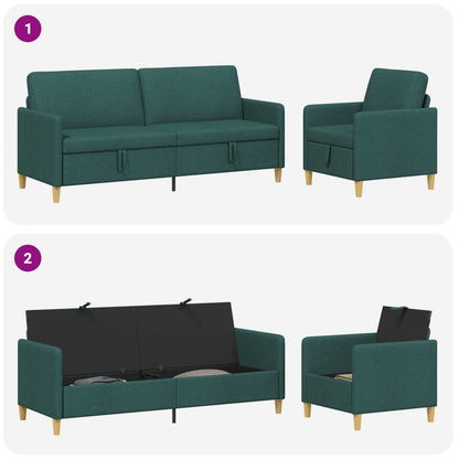 Set di Divani con Storage 2 pcs Verde Scuro Poliestere | homemem39