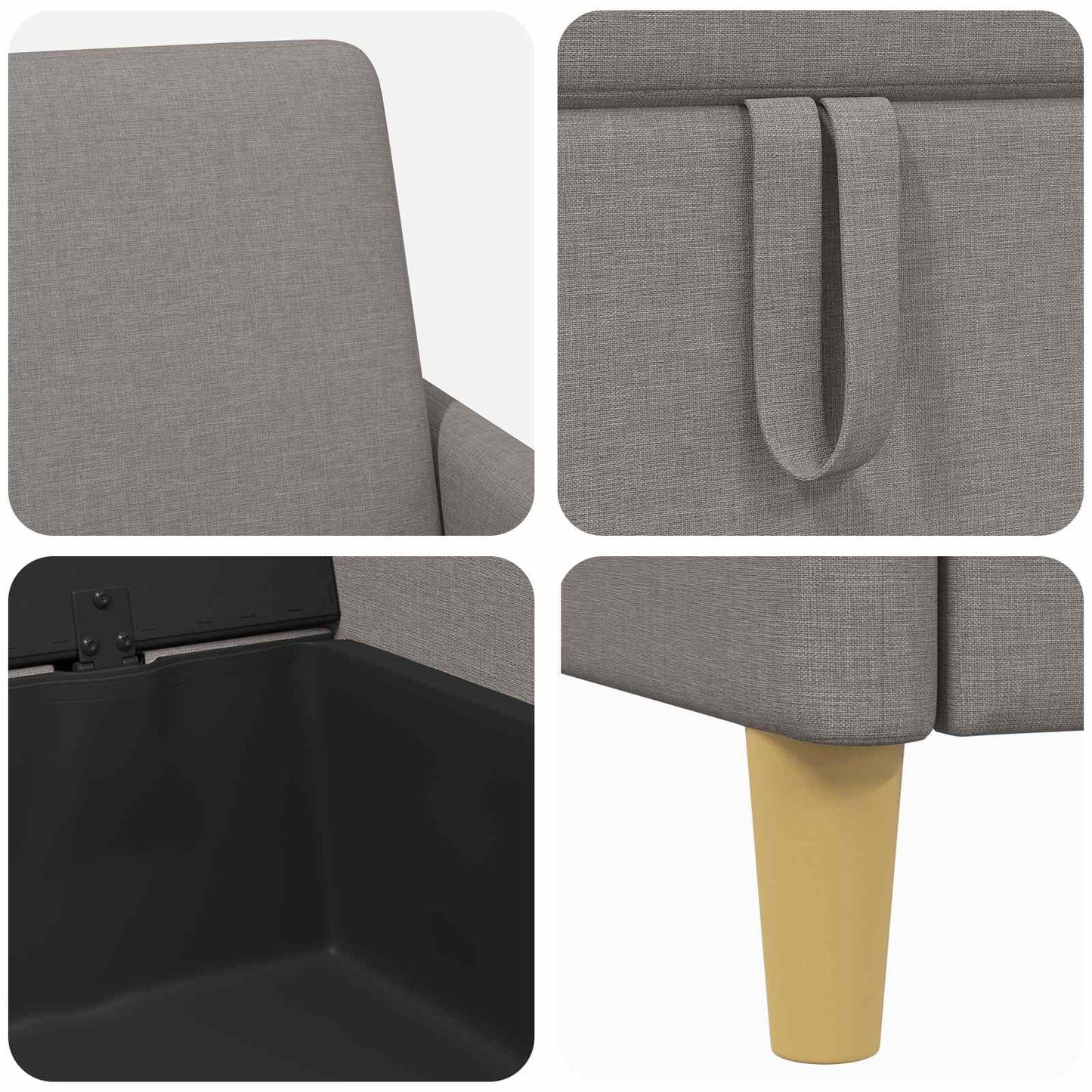 Set di Divani con Storage 2 pz Tortora Poliestere