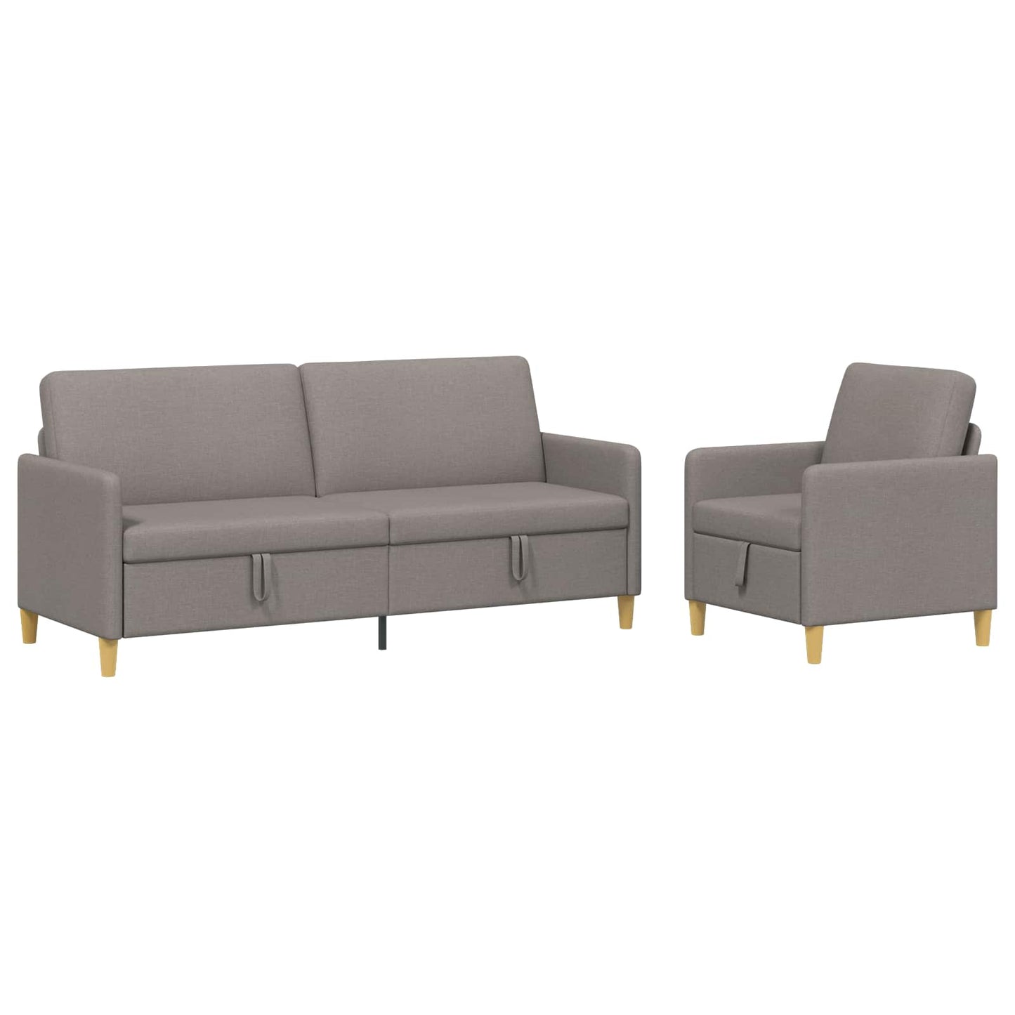 Set di Divani con Storage 2 pz Tortora Poliestere