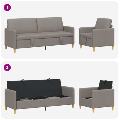 Set di Divani con Storage 2 pz Tortora Poliestere