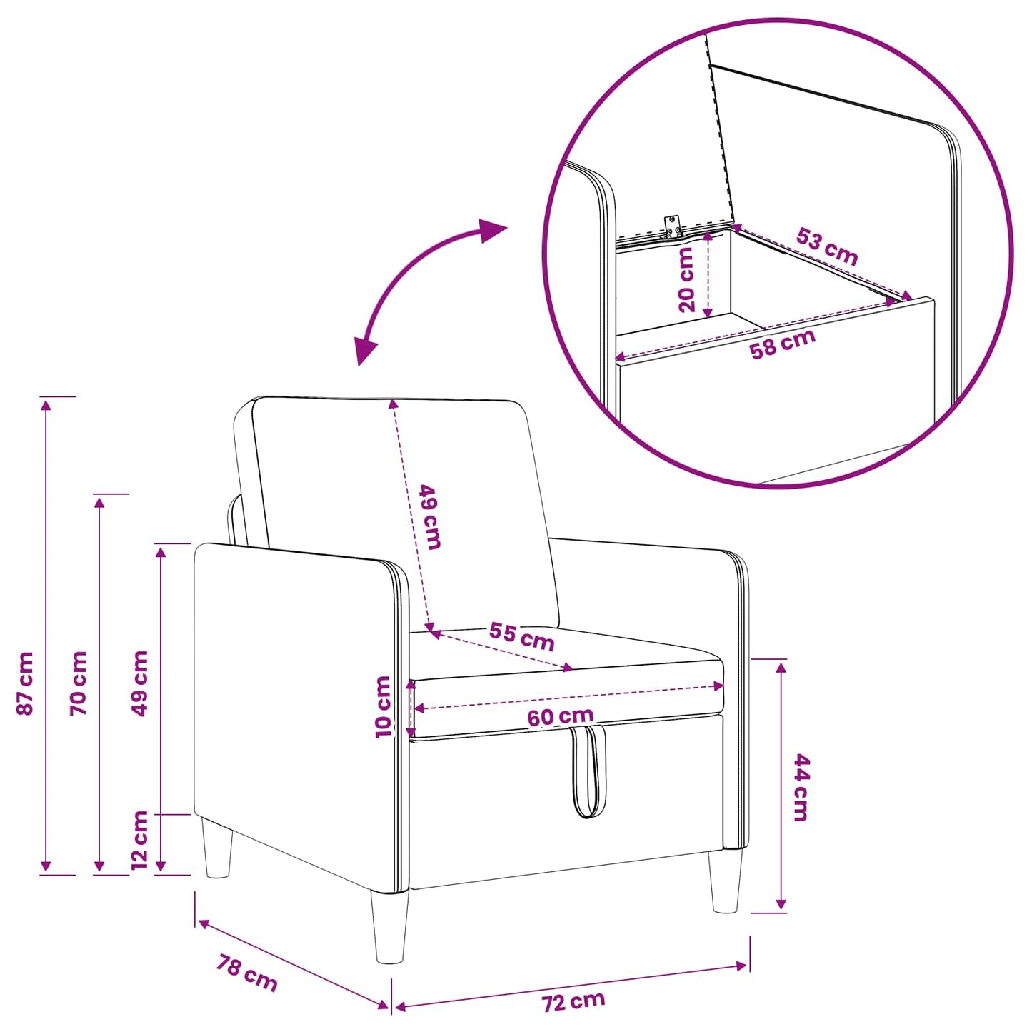 Set di Divani con Storage 2 pz Tortora Poliestere