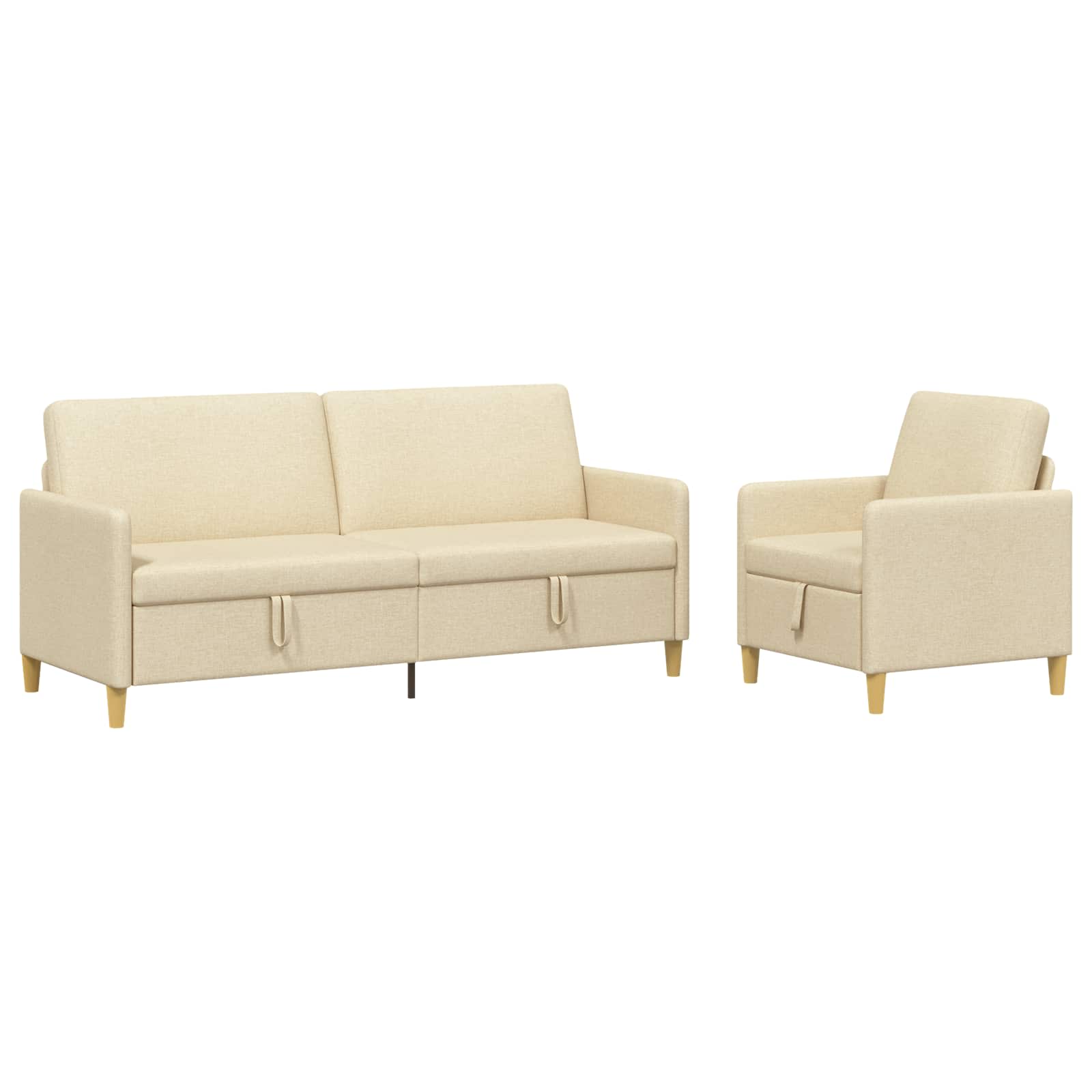 Set di Divani con Storage 2 pcs Crema Poliestere | homemem39
