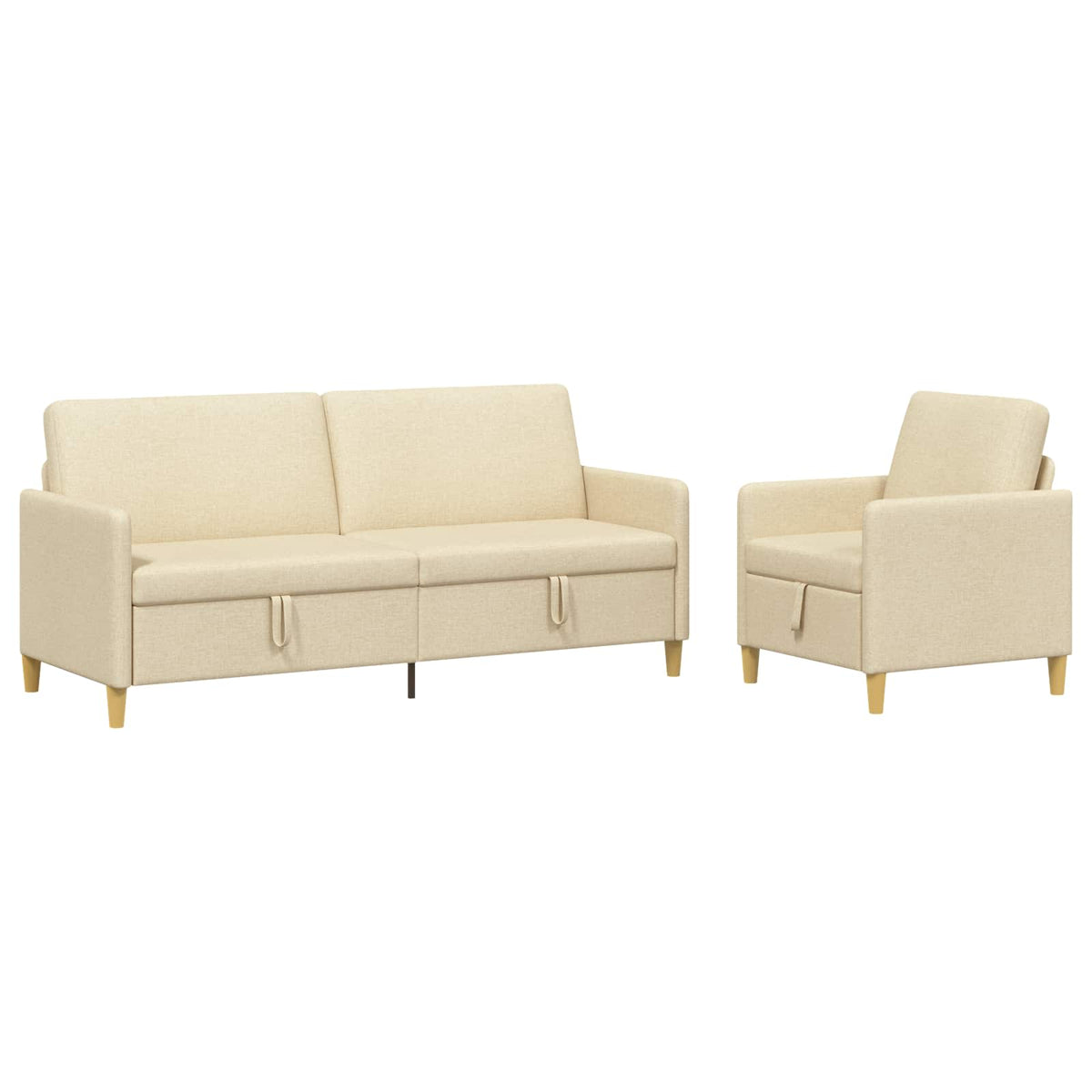 Set di Divani con Storage 2 pz Crema Poliestere