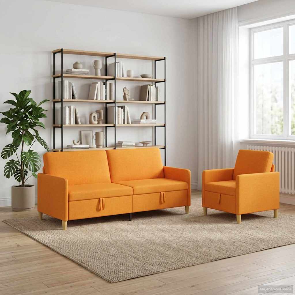 Set di Divani con Storage 2 pcs Giallo Scuro Poliestere | homemem39