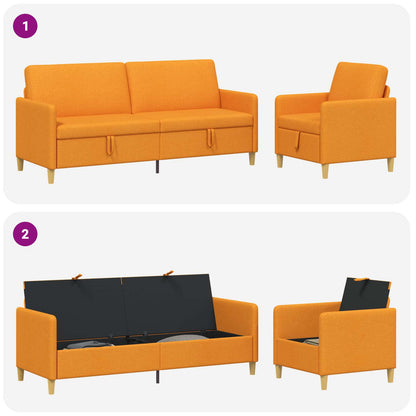 Set di Divani con Storage 2 pz Giallo Scuro Poliestere