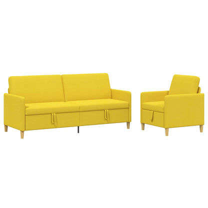 Set di Divani con Storage 2 pcs Giallo Chiaro Poliestere | homemem39