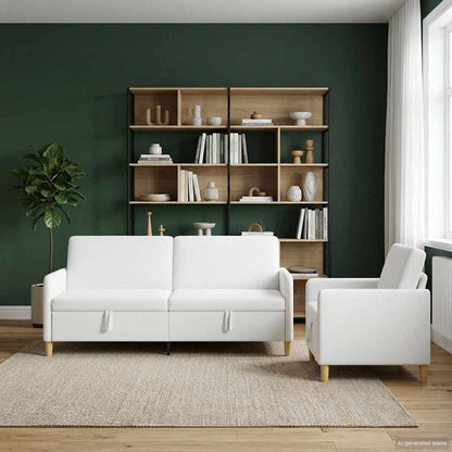 Set di Divani con Storage 2 pcs Bianco Poliestere | homemem39