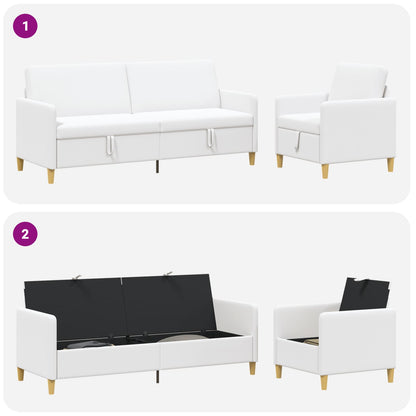 Set di Divani con Storage 2 pcs Bianco Poliestere | homemem39