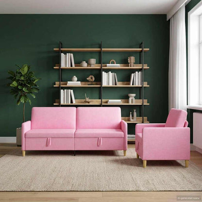 Set di Divani con Storage 2 pcs Rosa Poliestere | homemem39