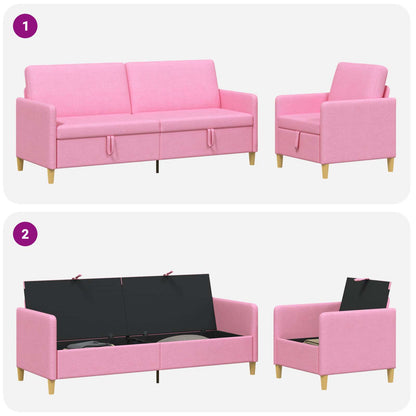 Set di Divani con Storage 2 pz Rosa Poliestere