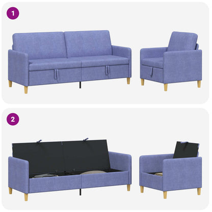 Set di Divani con Storage 2 pcs Blu jeans Poliestere | homemem39
