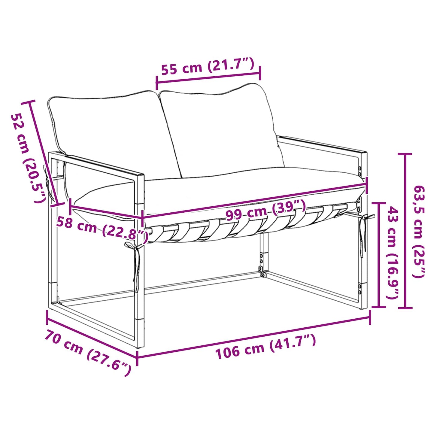 Set Divano da Giardino Nero e antracite Acciaio | homemem39