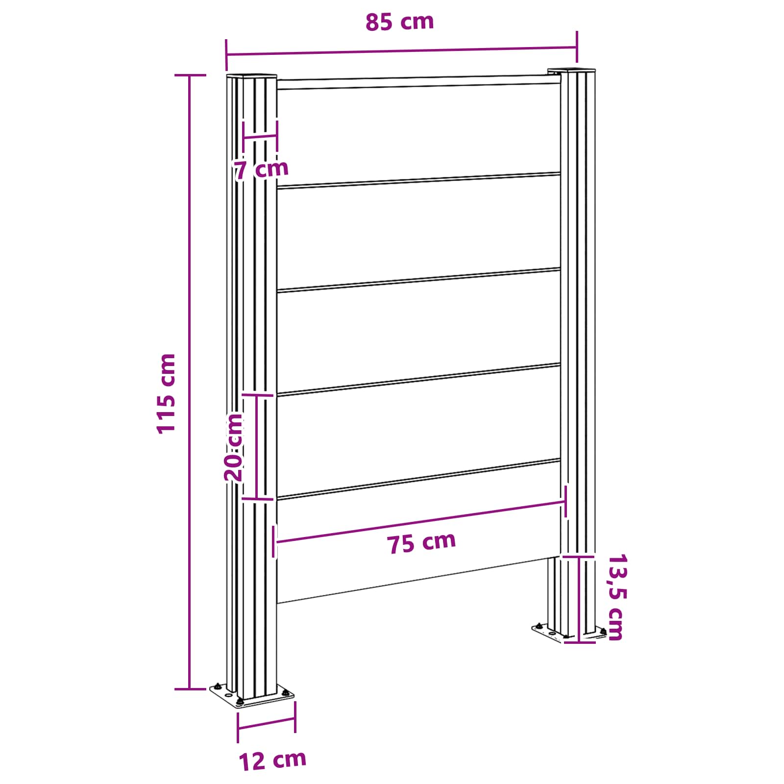 Recinzione Contenitore per Rifiuti Grigio 85 x 12 x 115 cm | homemem39