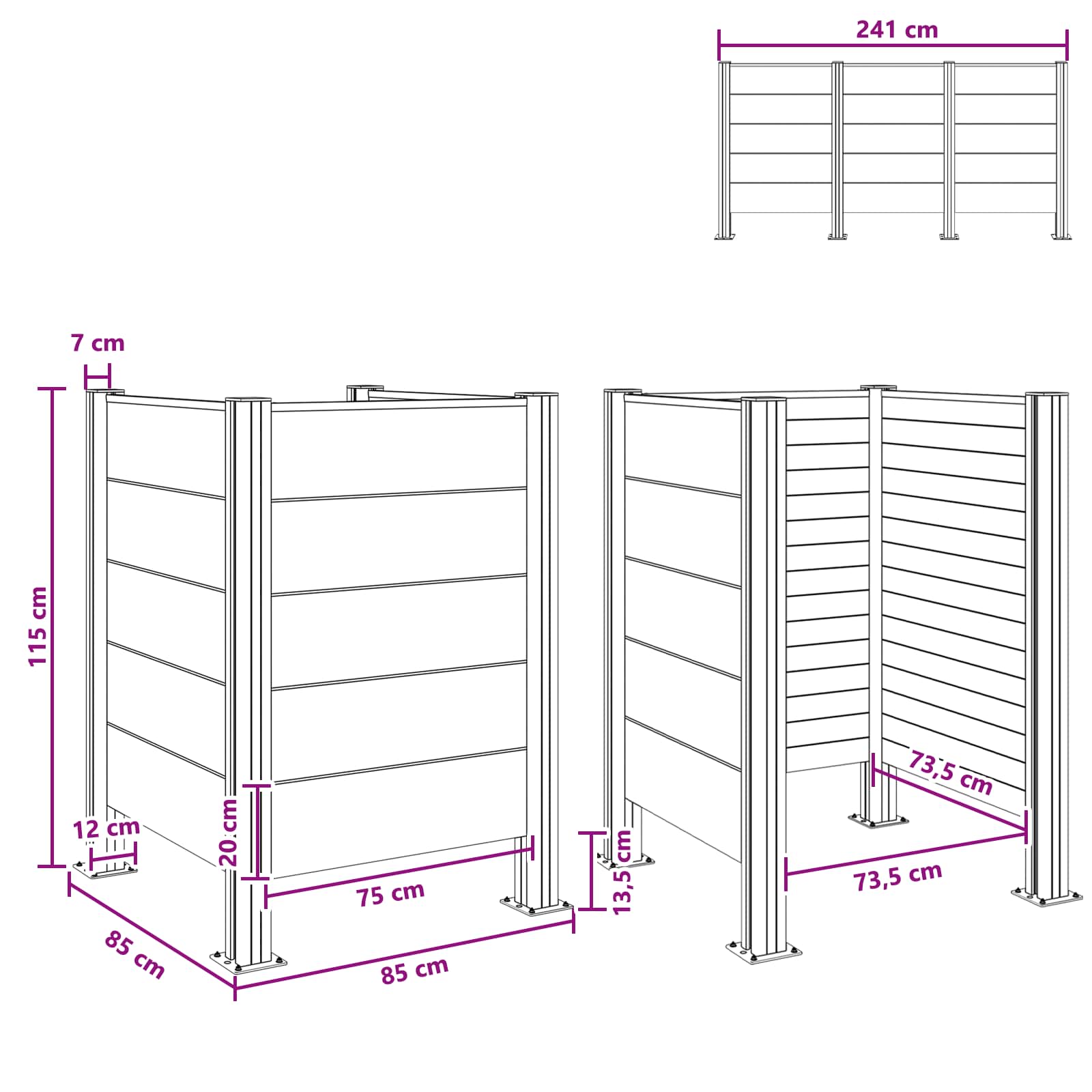Recinzione Contenitore per Rifiuti Marrone 85 x 85 x 115 cm | homemem39