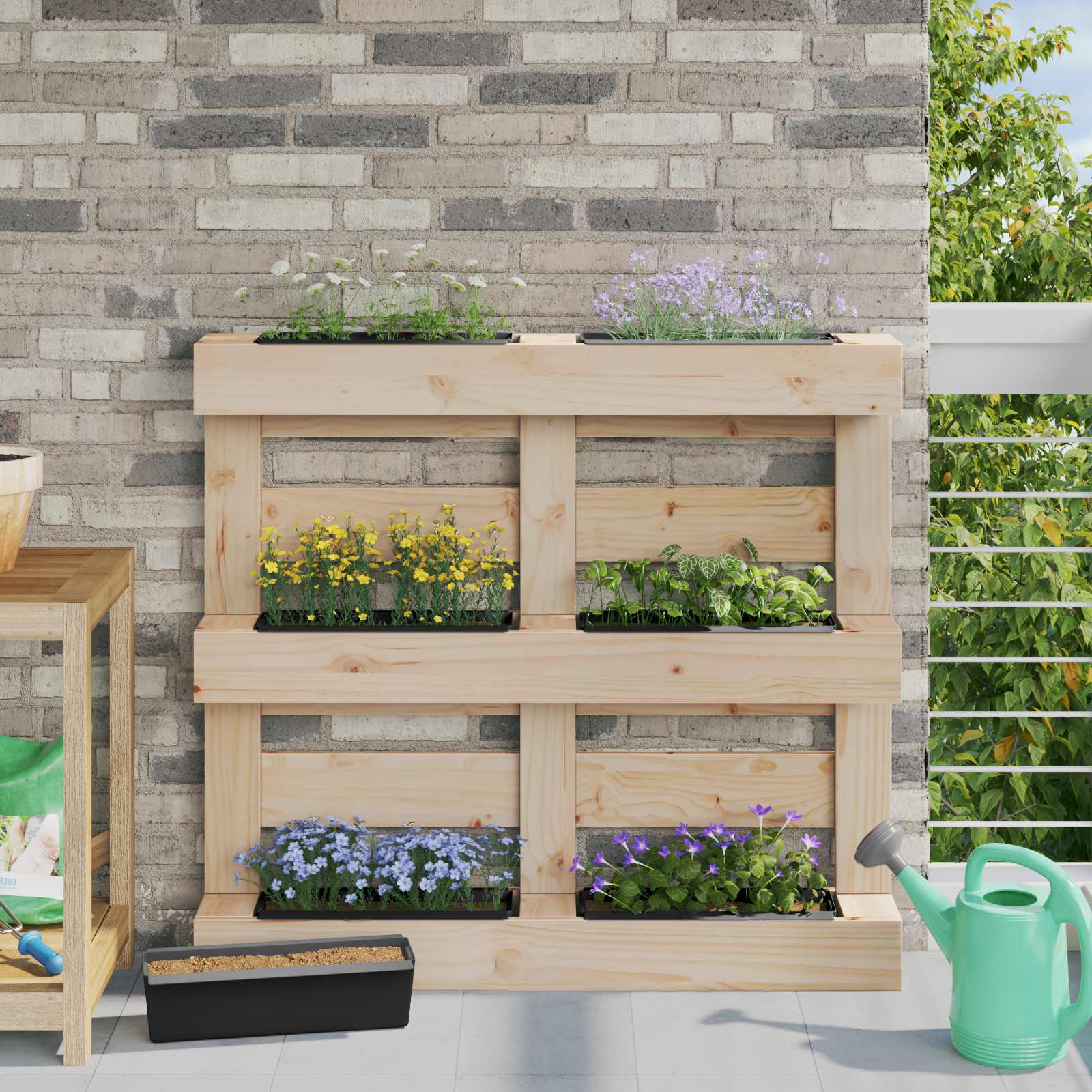Fioriere per Euro pallet 12 pcs Nero 36 x 13,5 x 9,5 cm | homemem39