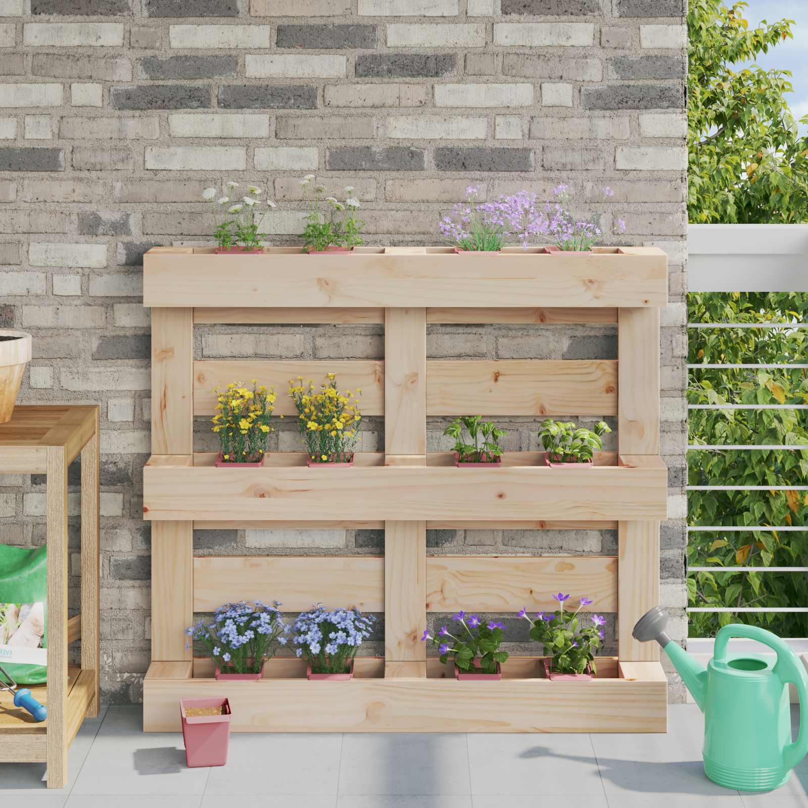 Fioriere per Euro pallet 24 pcs Marrone 13,5 x 9 x 9,5 cm | homemem39