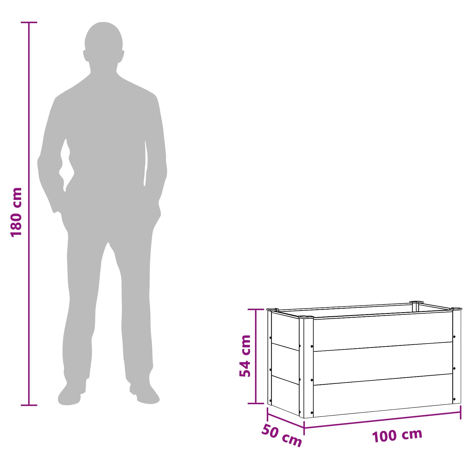 Letto rialzato da giardino Nero 100 x 50 x 54 cm | homemem39