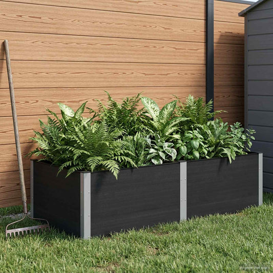 Letto rialzato da giardino Nero 200 x 100 x 54 cm | homemem39