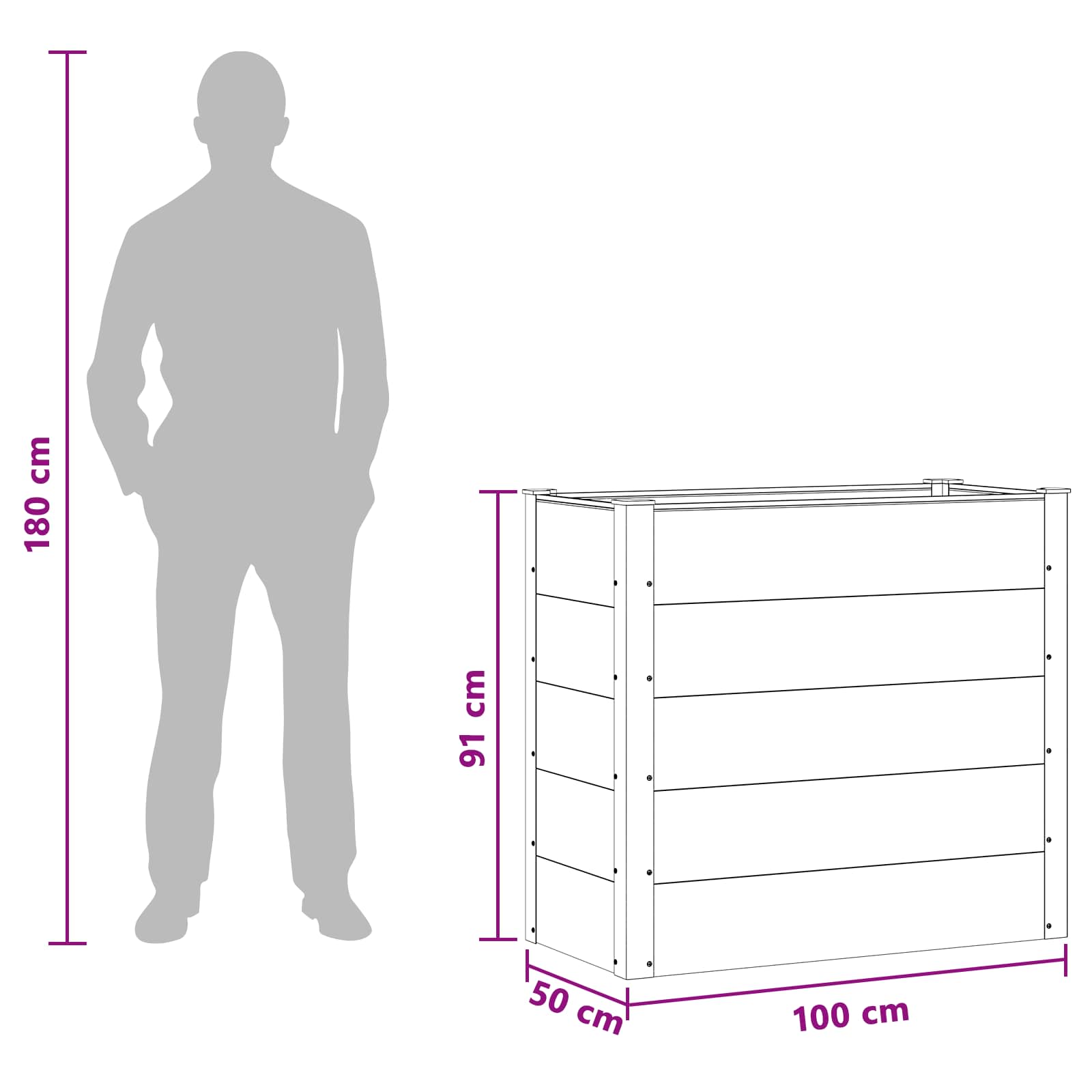 Letto rialzato da giardino Marrone 100 x 50 x 91 cm | homemem39