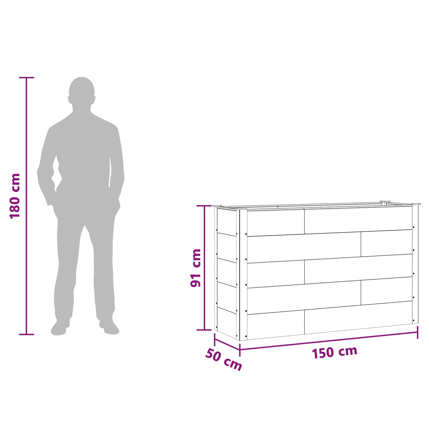 Letto rialzato da giardino Marrone 150 x 50 x 91 cm | homemem39