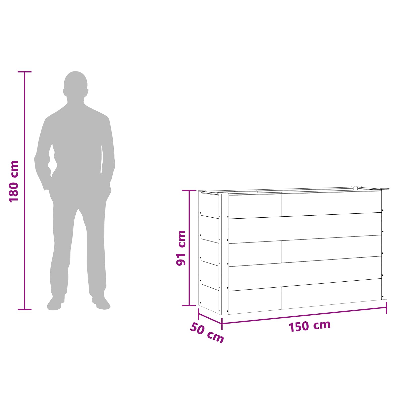 Letto rialzato da giardino Marrone 150 x 50 x 91 cm | homemem39