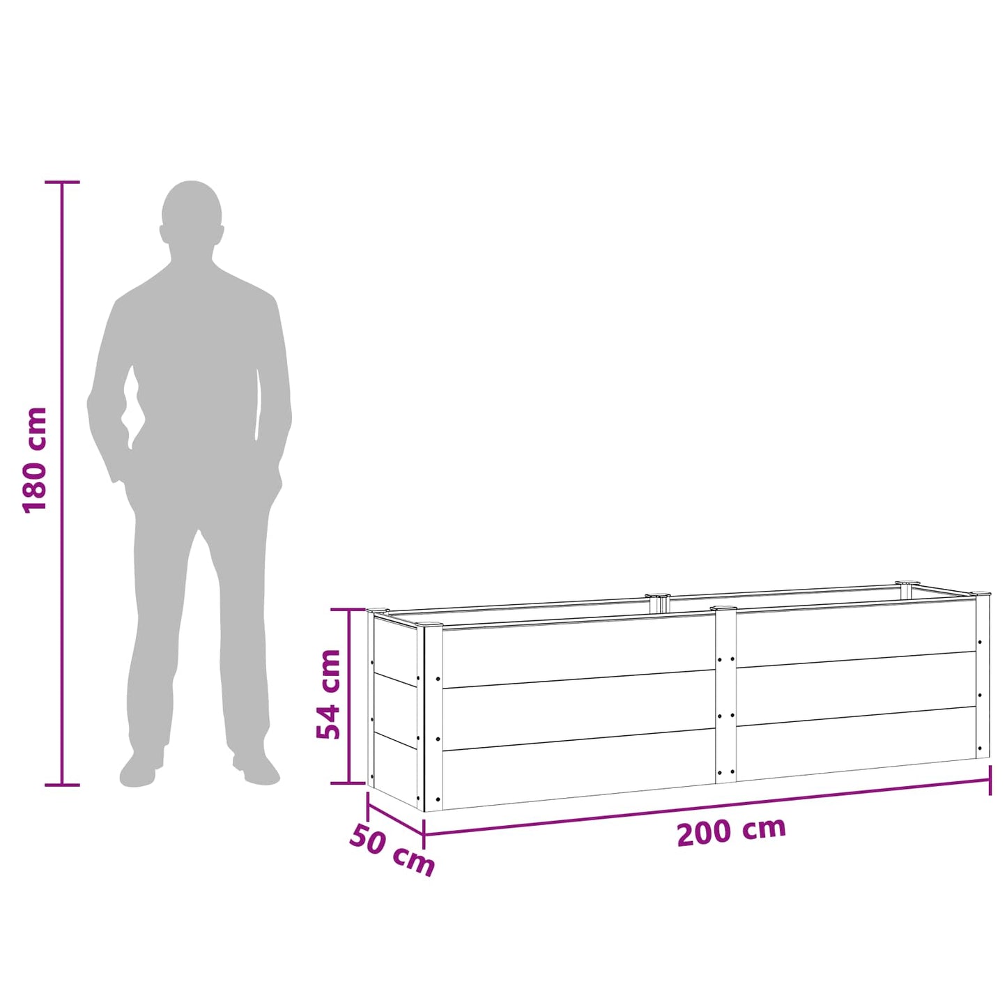 Letto rialzato da giardino Marrone 200 x 50 x 54 cm | homemem39