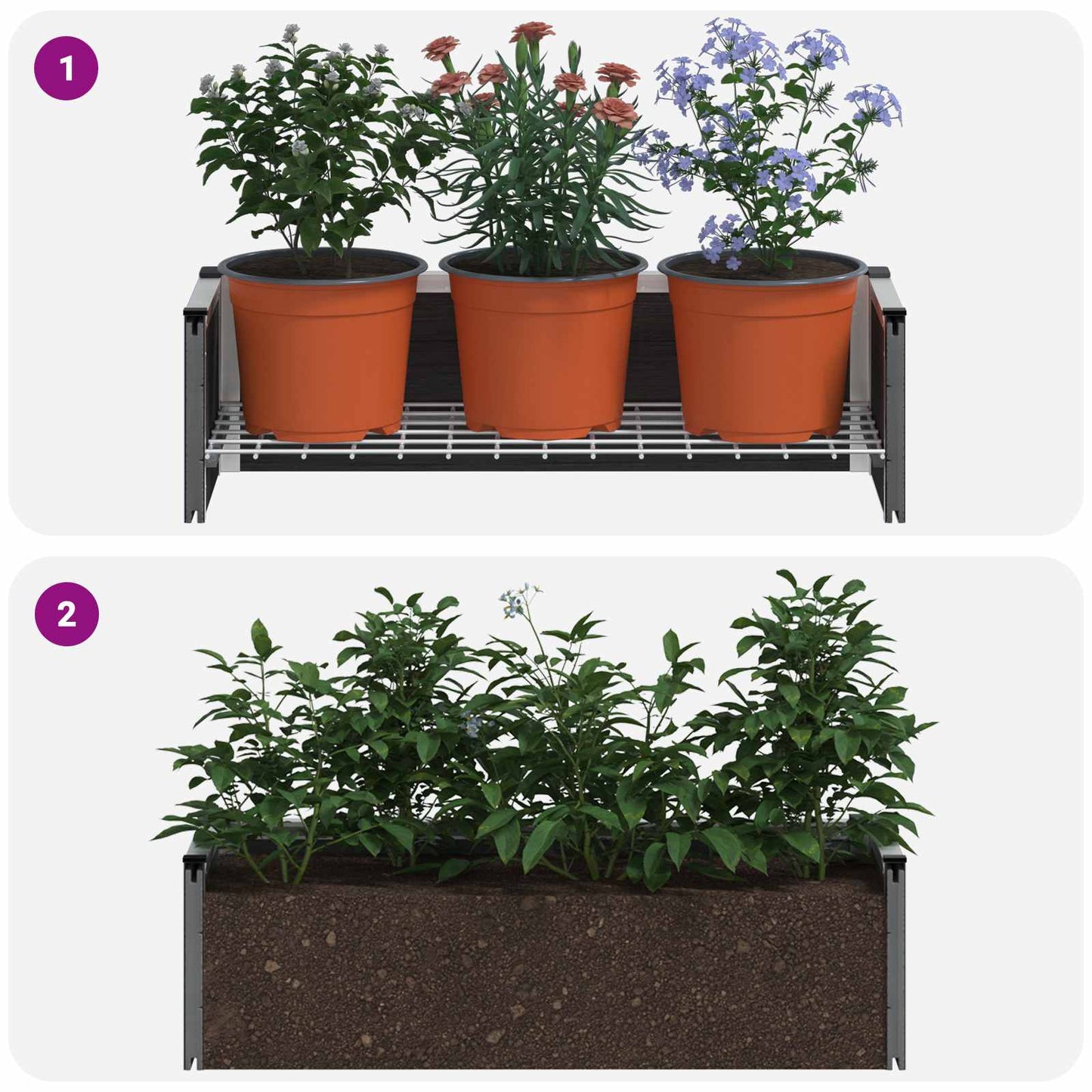 Letto rialzato da giardino Grigio 75 x 30 x 22 cm | homemem39