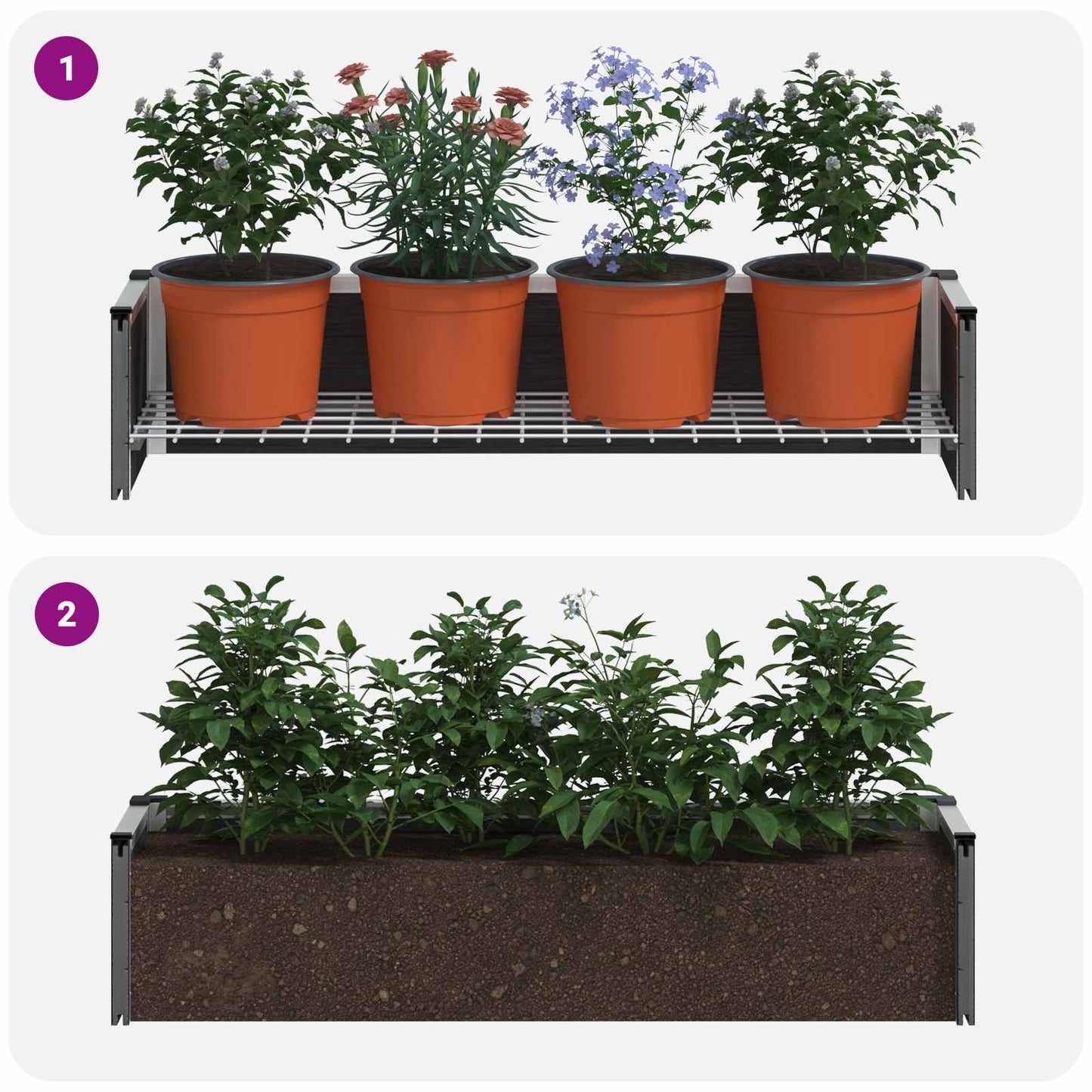 Letto rialzato da giardino Grigio 100 x 30 x 22 cm | homemem39