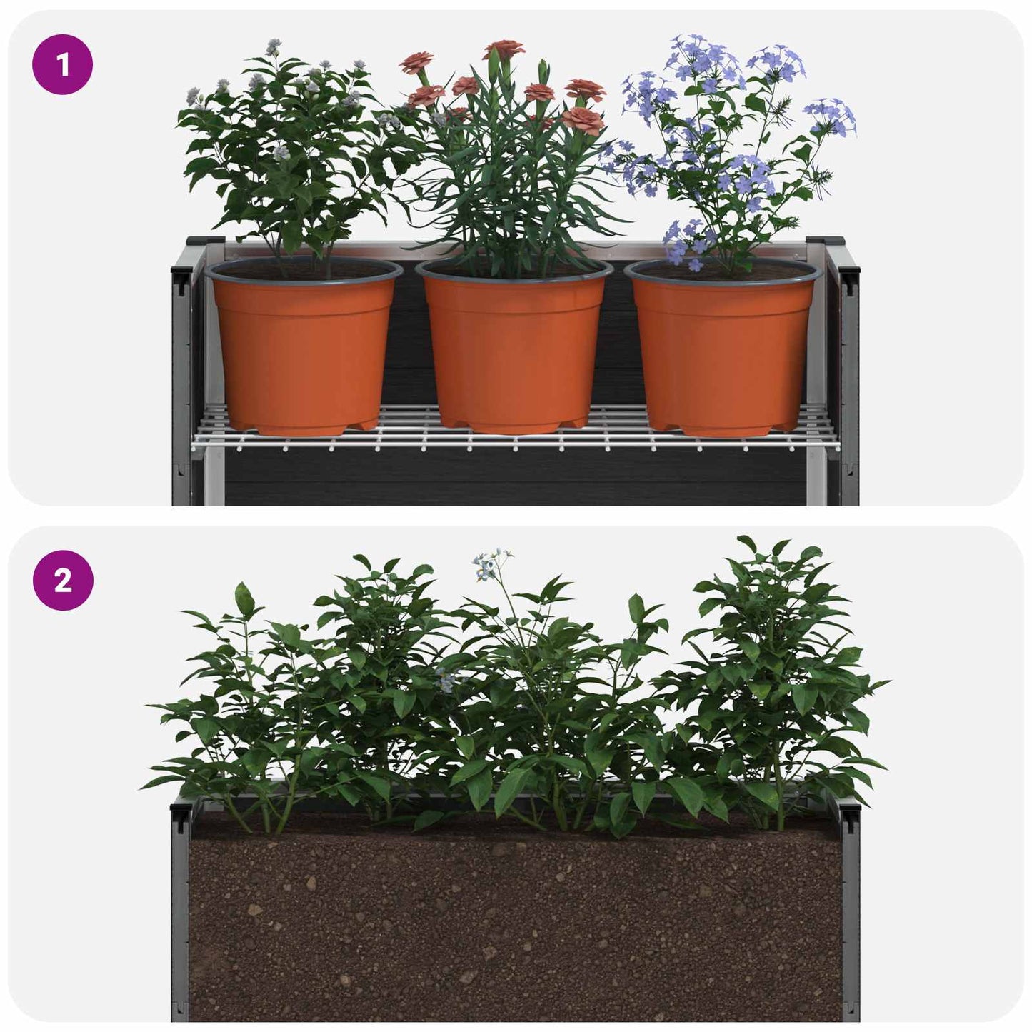 Letto rialzato da giardino Grigio 50 x 30 x 22 cm | homemem39