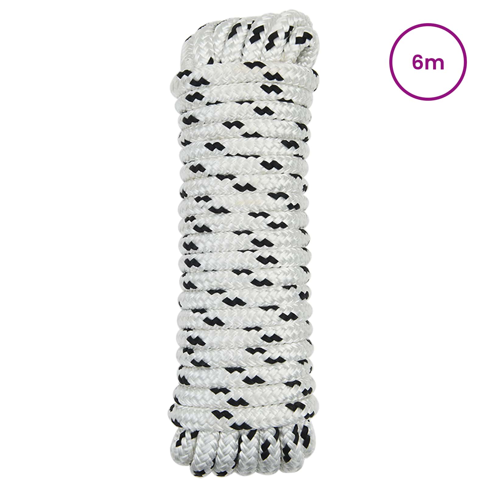 Corda da Barca 6 m 1.2 Bianco e Nero Poliestere | homemem39