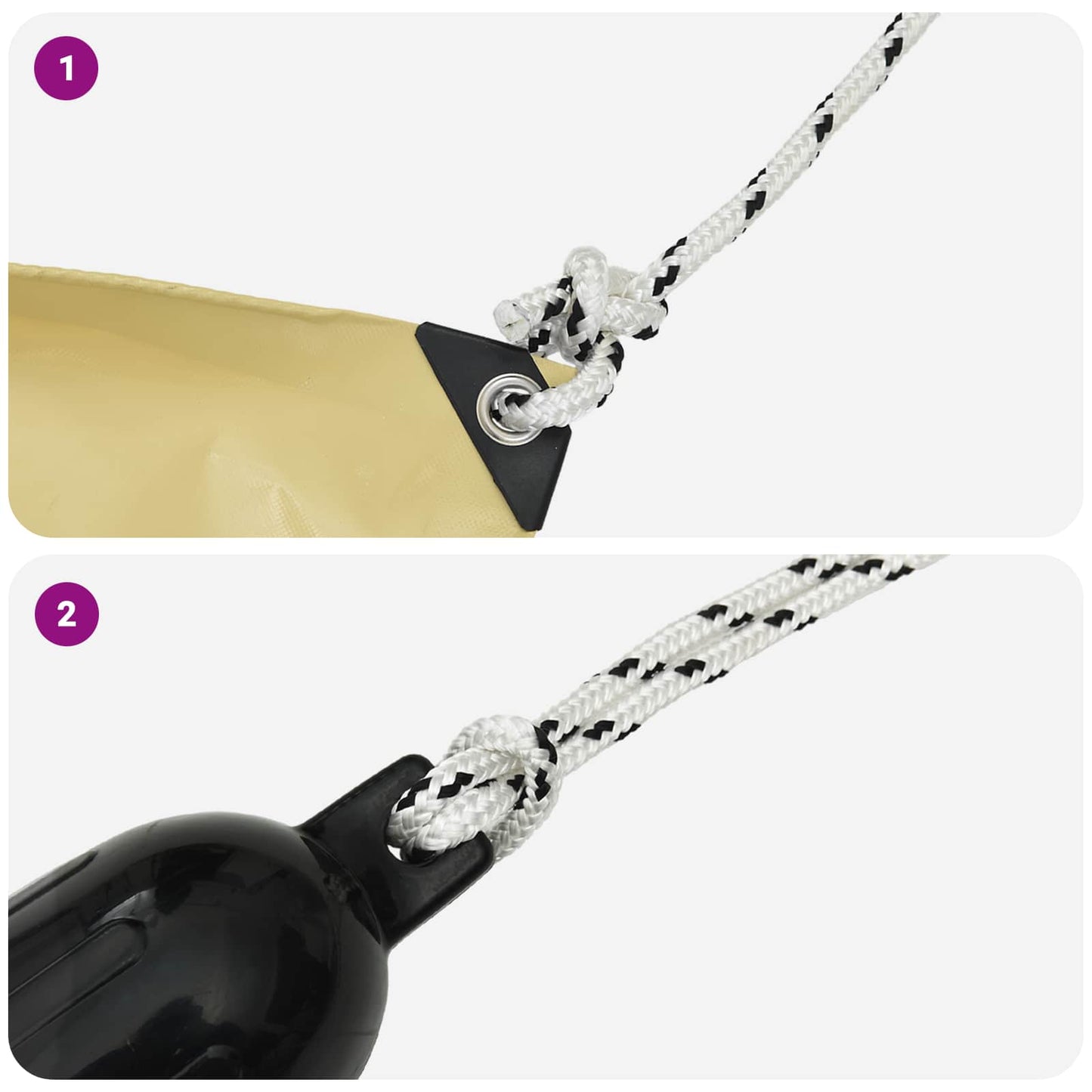 Corda da Barca 9 m 1.6 Bianco e Nero Poliestere | homemem39