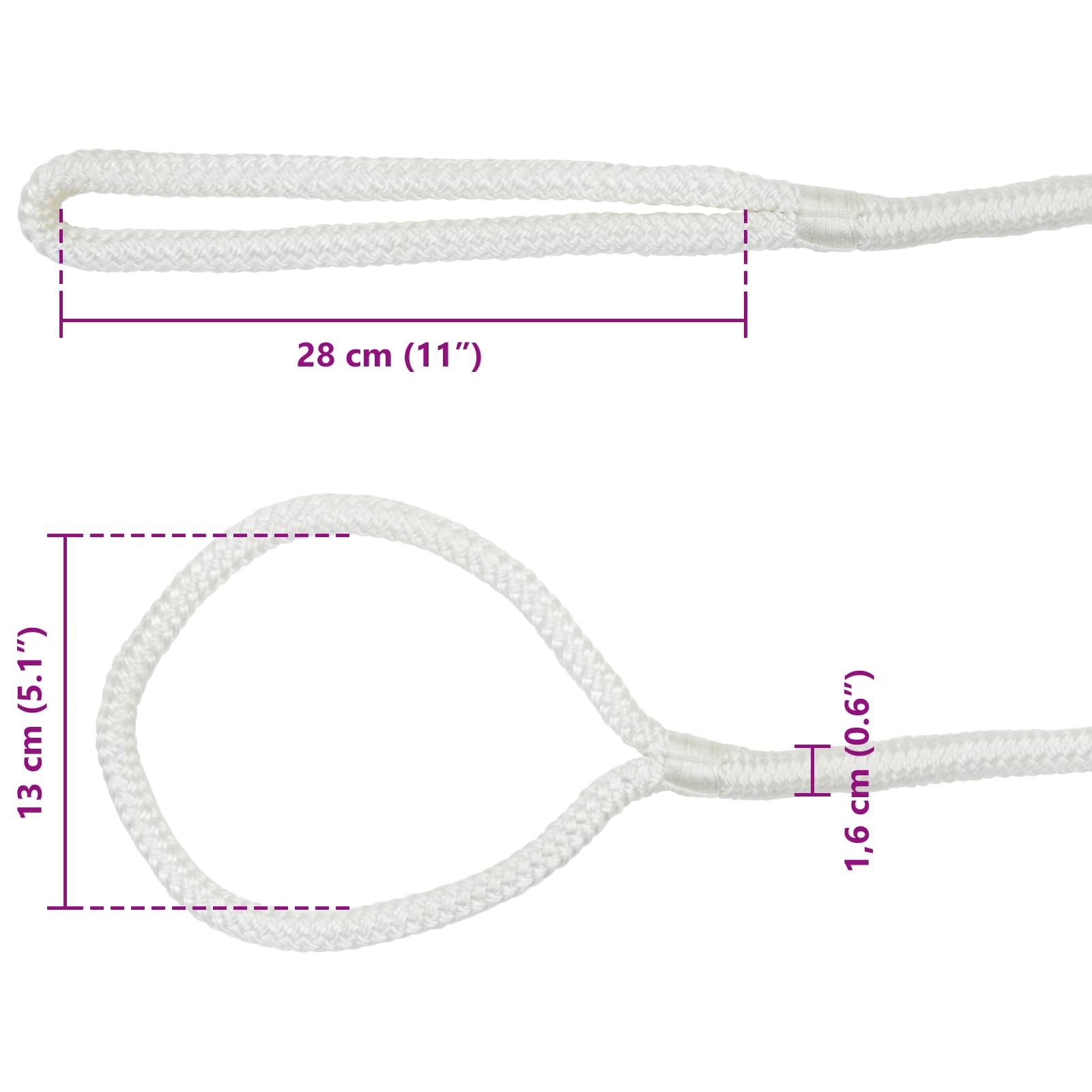 Corda da Barca 15 m 1.6 Bianco Poliestere | homemem39